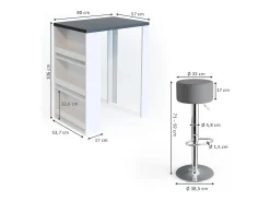 Set de mesa de bar antracita/blanco 57x80x106