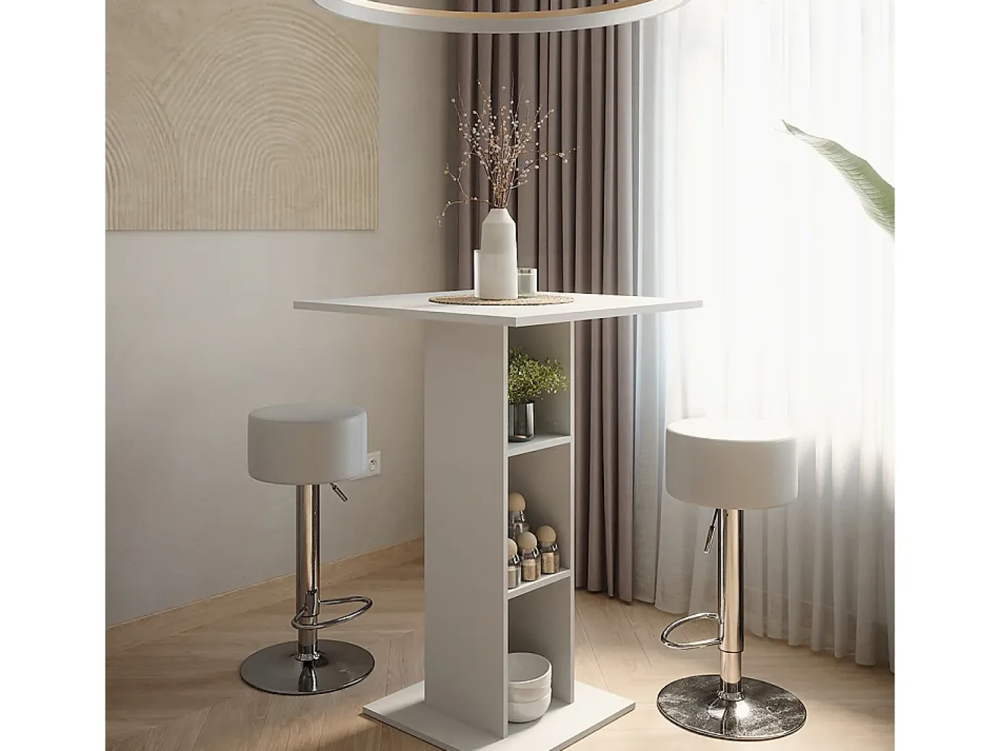 Set de mesa de bar blanco 75x75x106 repose