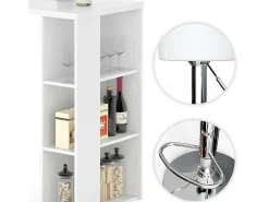 Set de mesa de bar blanco 120x60x105.6 noel