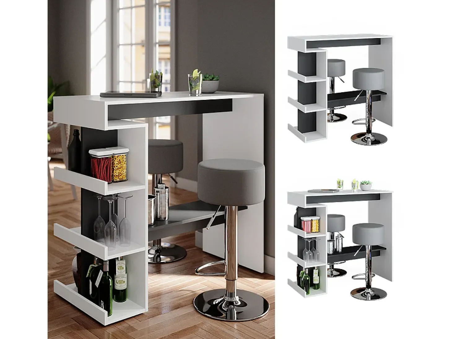 Set de mesa de bar blanco 108x50x103 dana