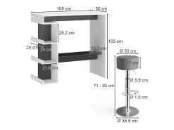 Set de mesa de bar blanco 108x50x103 dana