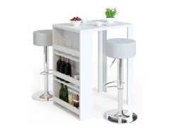 Set de mesa de bar blanco 57x80x106