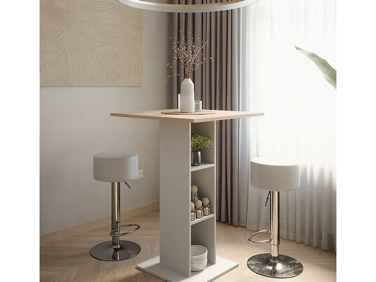 Set de mesa de bar blanco/sonoma 75x75x106 repose