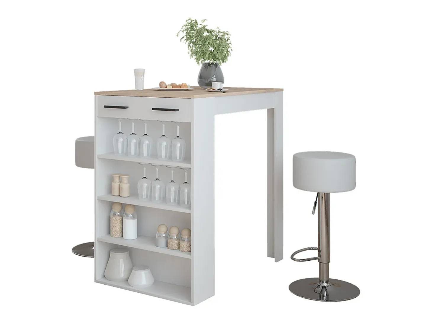 Set de mesa de bar blanco/sonoma 67x100x106 repose