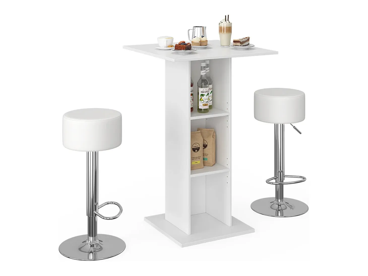 Set de mesa de bar blanco 70x70x109 rodeo