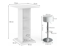 Set de mesa de bar blanco 70x70x109 rodeo