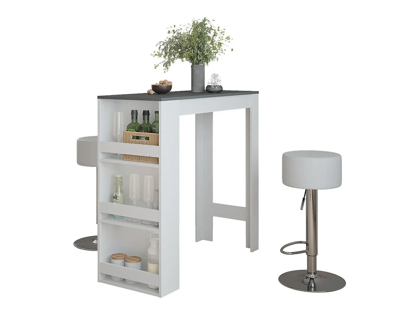 Set de mesa de bar blanco/antracita 45x110x106 repose