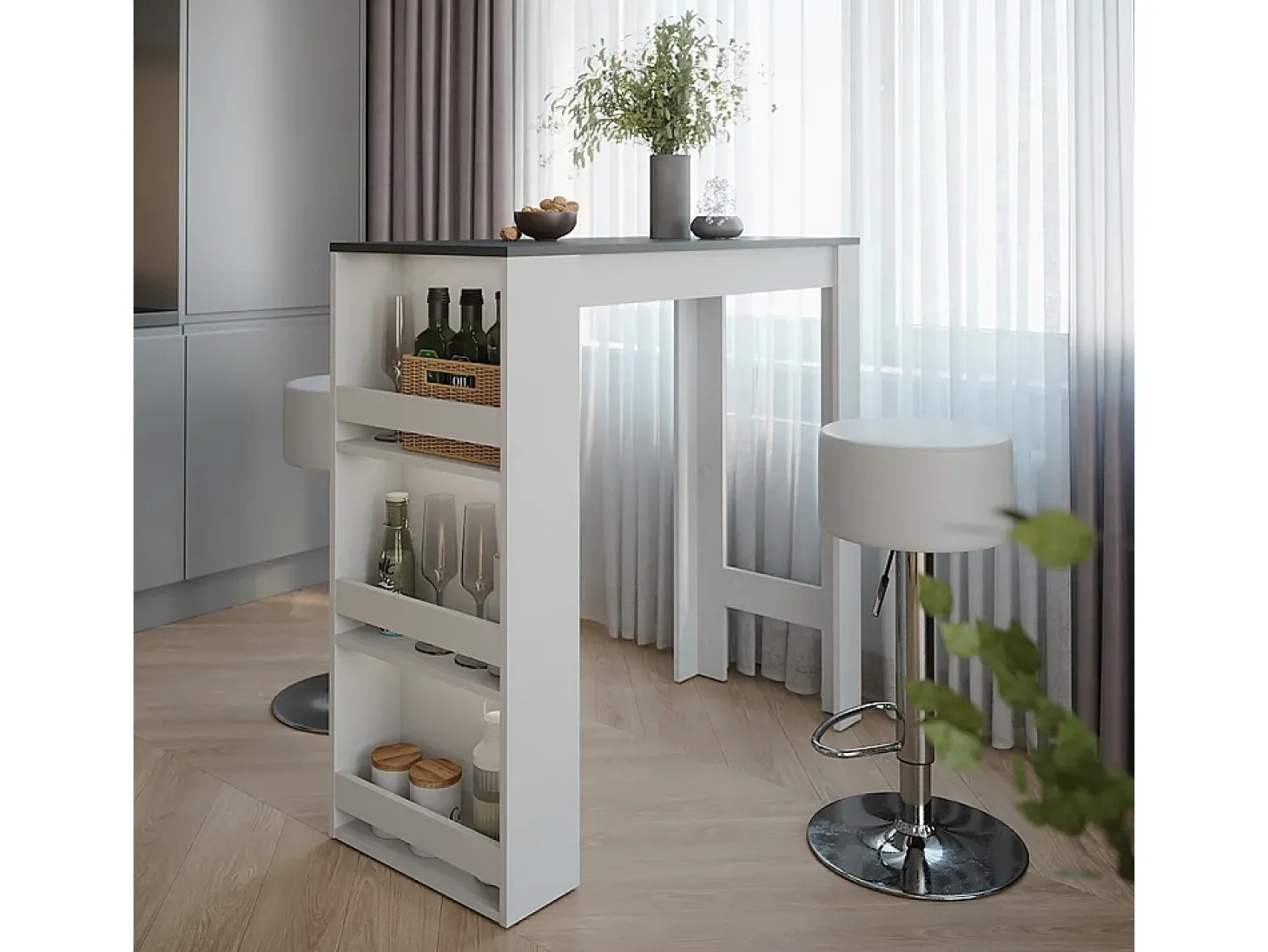 Set de mesa de bar blanco/antracita 45x110x106 repose
