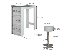 Set de mesa de bar blanco/antracita 45x110x106 repose