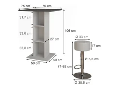 Set de mesa de bar hormigón/blanco 75x75x106 repose