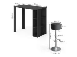 Set de mesa de bar negro 120x60x105.6 noel