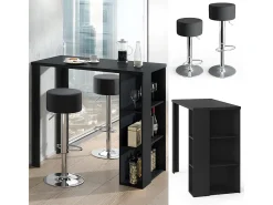 Set de mesa de bar negro 120x60x105.6 noel