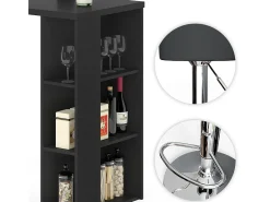 Set de mesa de bar negro 120x60x105.6 noel