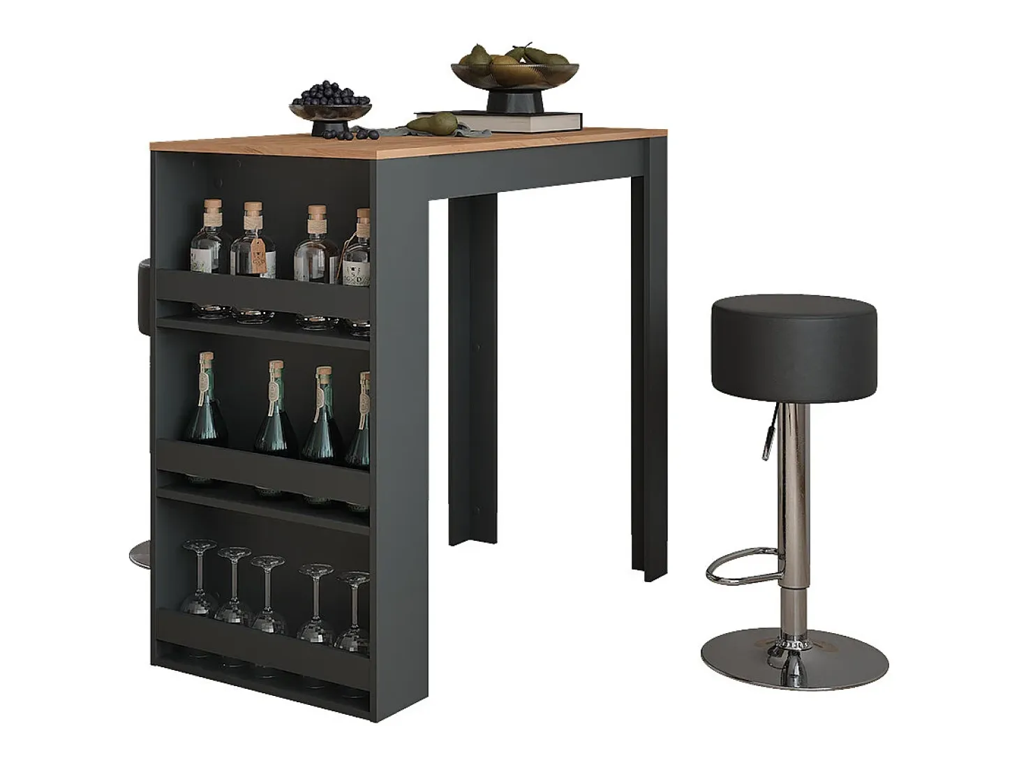 Set de mesa de bar oro power roble/antracita 57x117x106 repose