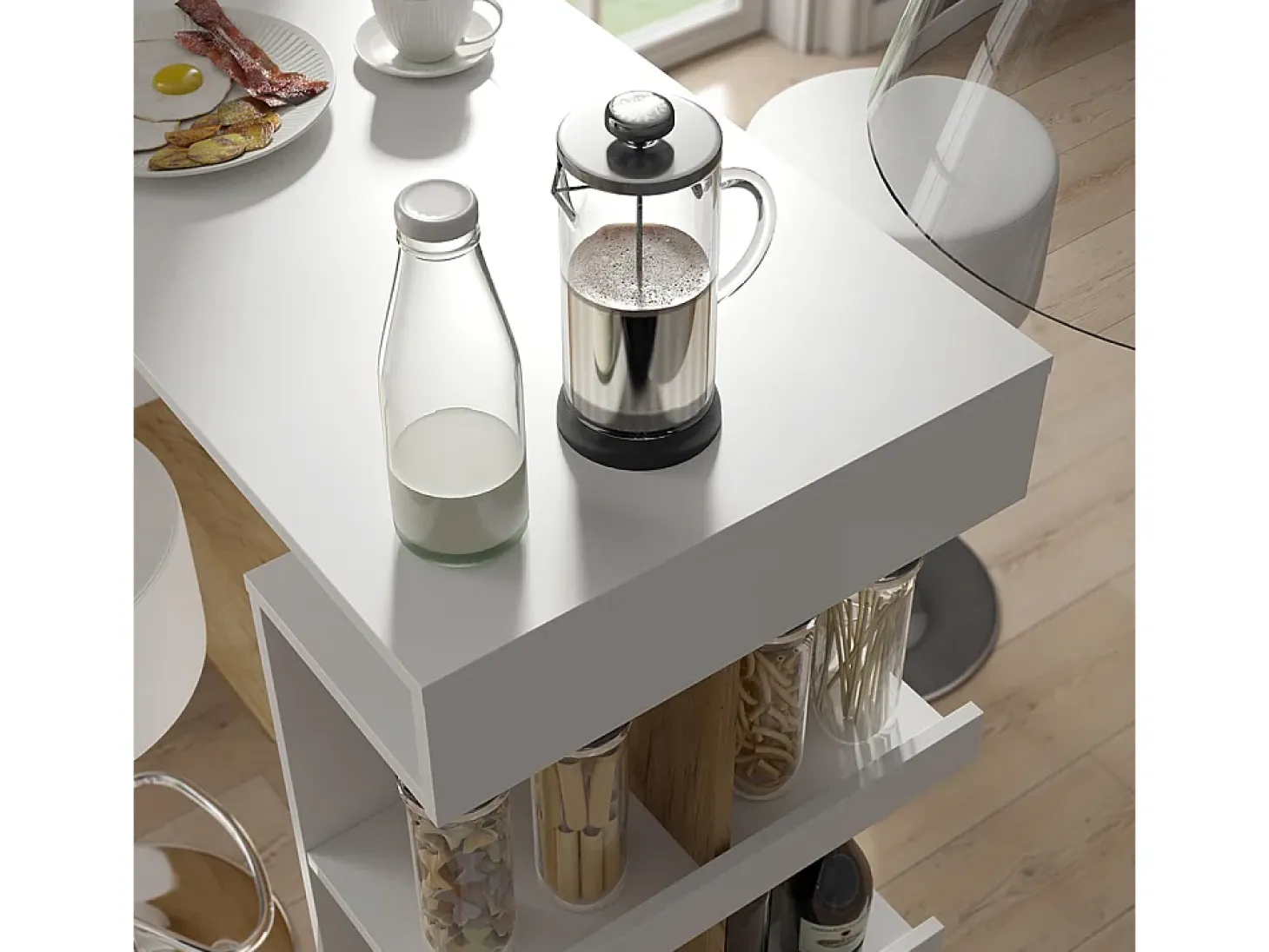 Set de mesa de bar roble blanco/dorado 108x50x103 dana