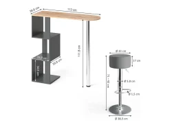 Set de mesa de bar roble dorado 113x39.8x111.8 vincent