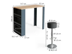 Set de mesa de bar roble 57x117x106