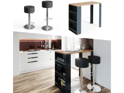 Set de mesa de bar roble 57x117x106