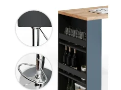 Set de mesa de bar roble 57x117x106
