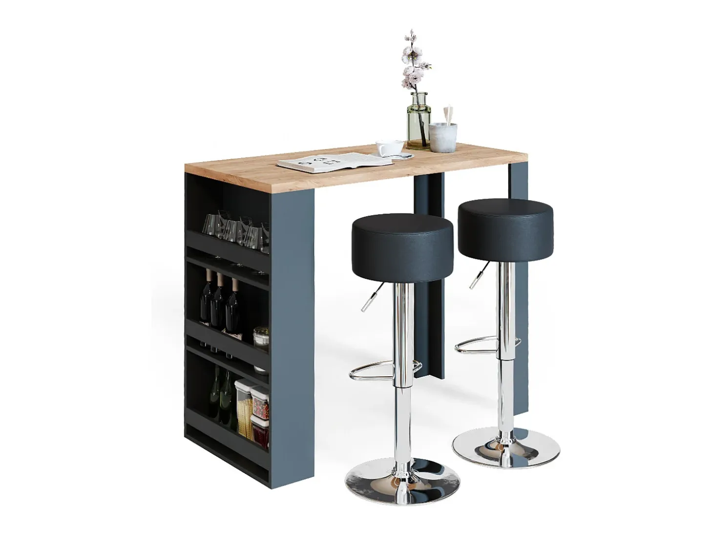 Set de mesa de bar roble 57x117x106