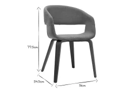 Set de 2 sillas de diseño de tela color topo con patas de madera clara SLAM