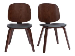 Set de 2 sillas de madera oscura y negra BECK