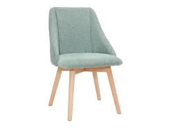 Set de 2 sillas de tela efecto aterciopelado texturizado verde y madera clara HIGGINS