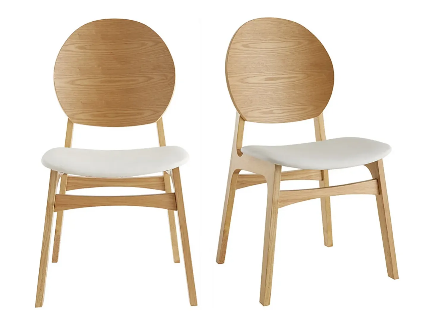 Set de 2 sillas nórdicas de madera clara y poliuretano blanco ELTON