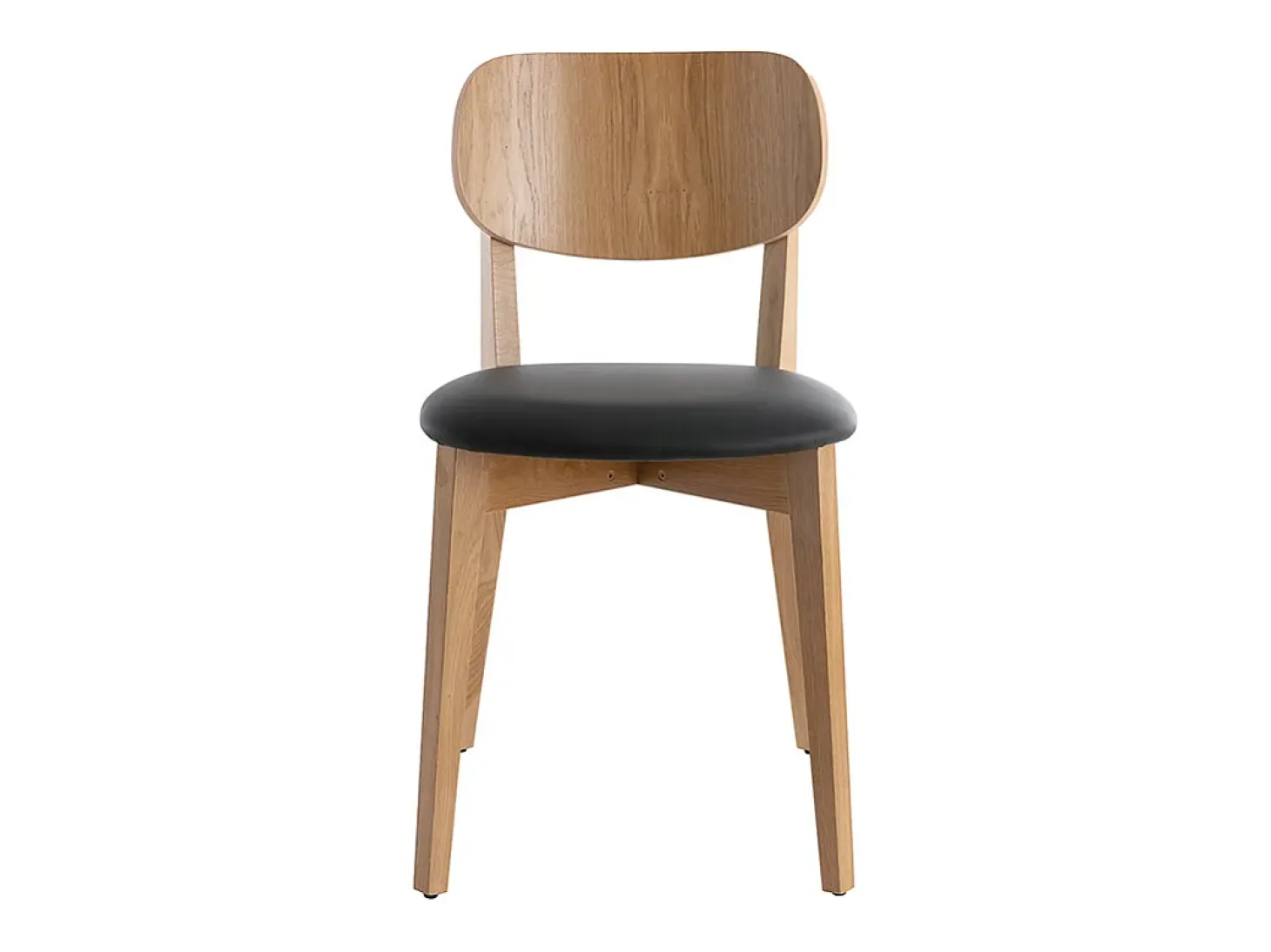 Set de 2 sillas vintage de roble con asiento negro LUCIA