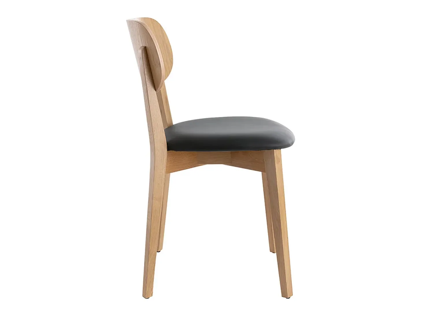 Set de 2 sillas vintage de roble con asiento negro LUCIA