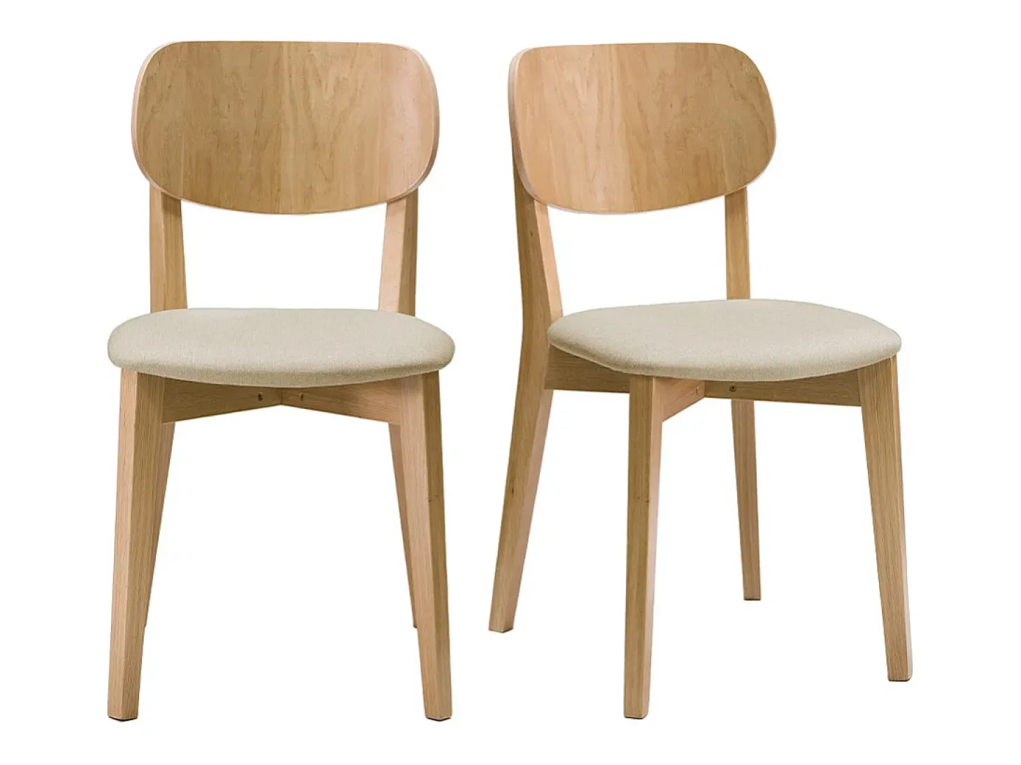 Set de 2 sillas vintage roble y asiento beige LUCIA