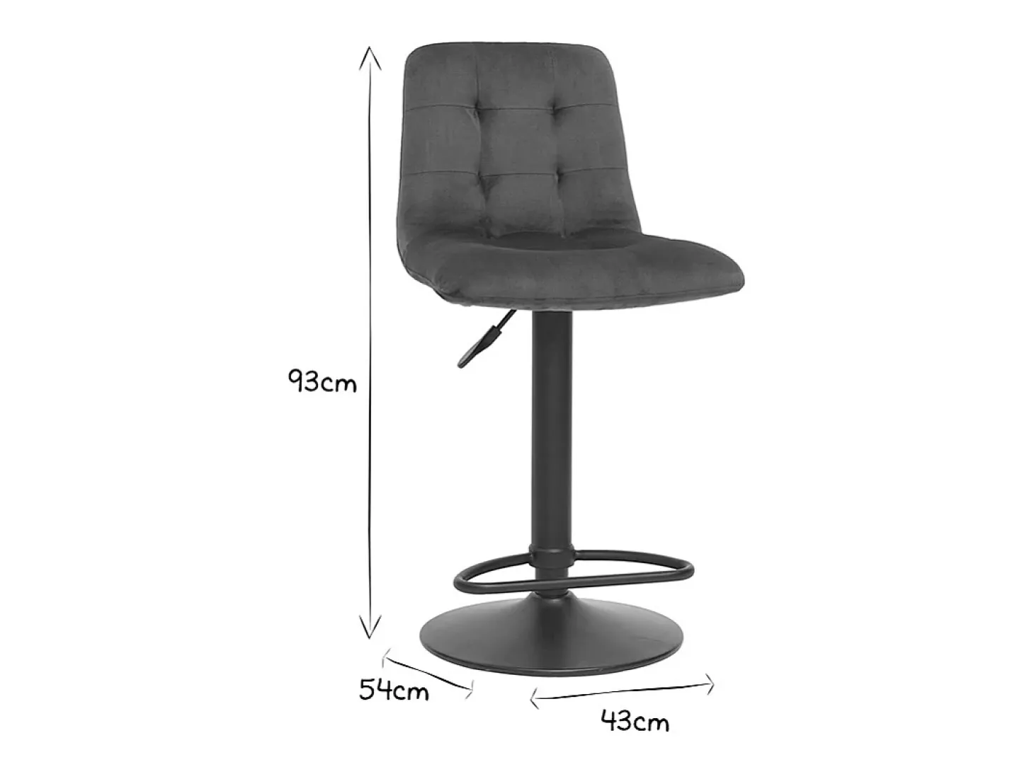 Set de 2 taburetes de cocina de diseño en tela gris y metal 65 cm de altura ESCAPE