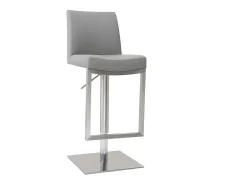 Set de 2 taburetes de cocina regulables grises con acero cromado KYLE