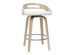 Set de 2 taburetes de cocina de diseño madera clara y poliuretano blanco 65 cm MANO