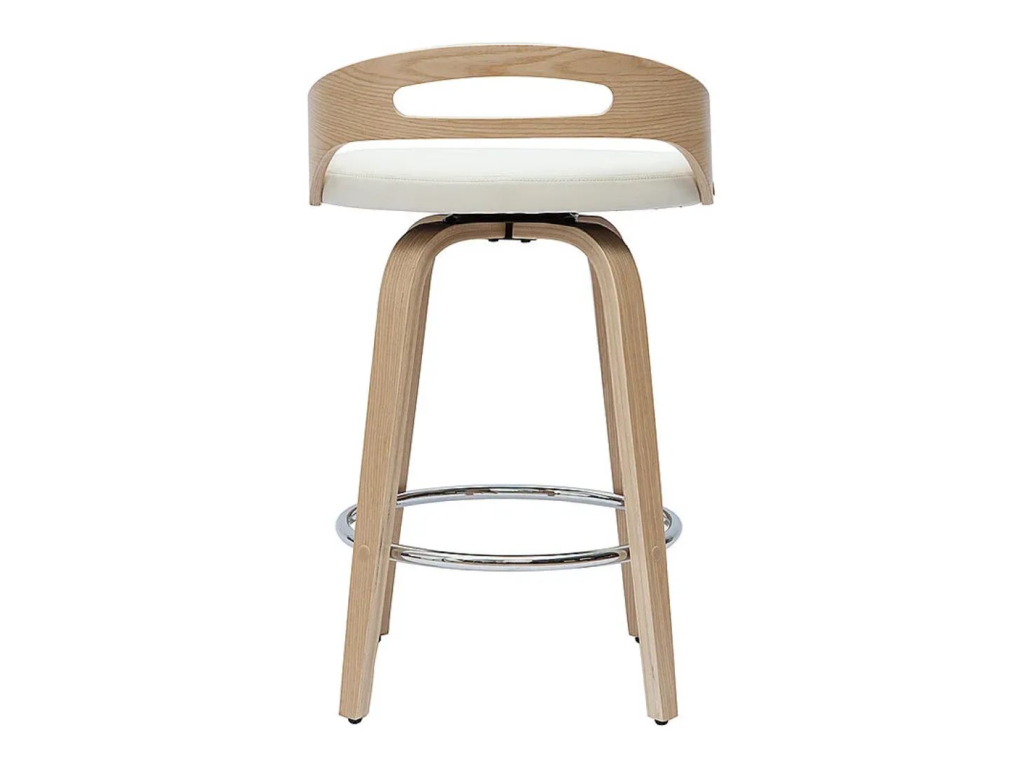 Set de 2 taburetes de cocina de diseño madera clara y poliuretano blanco 65 cm MANO