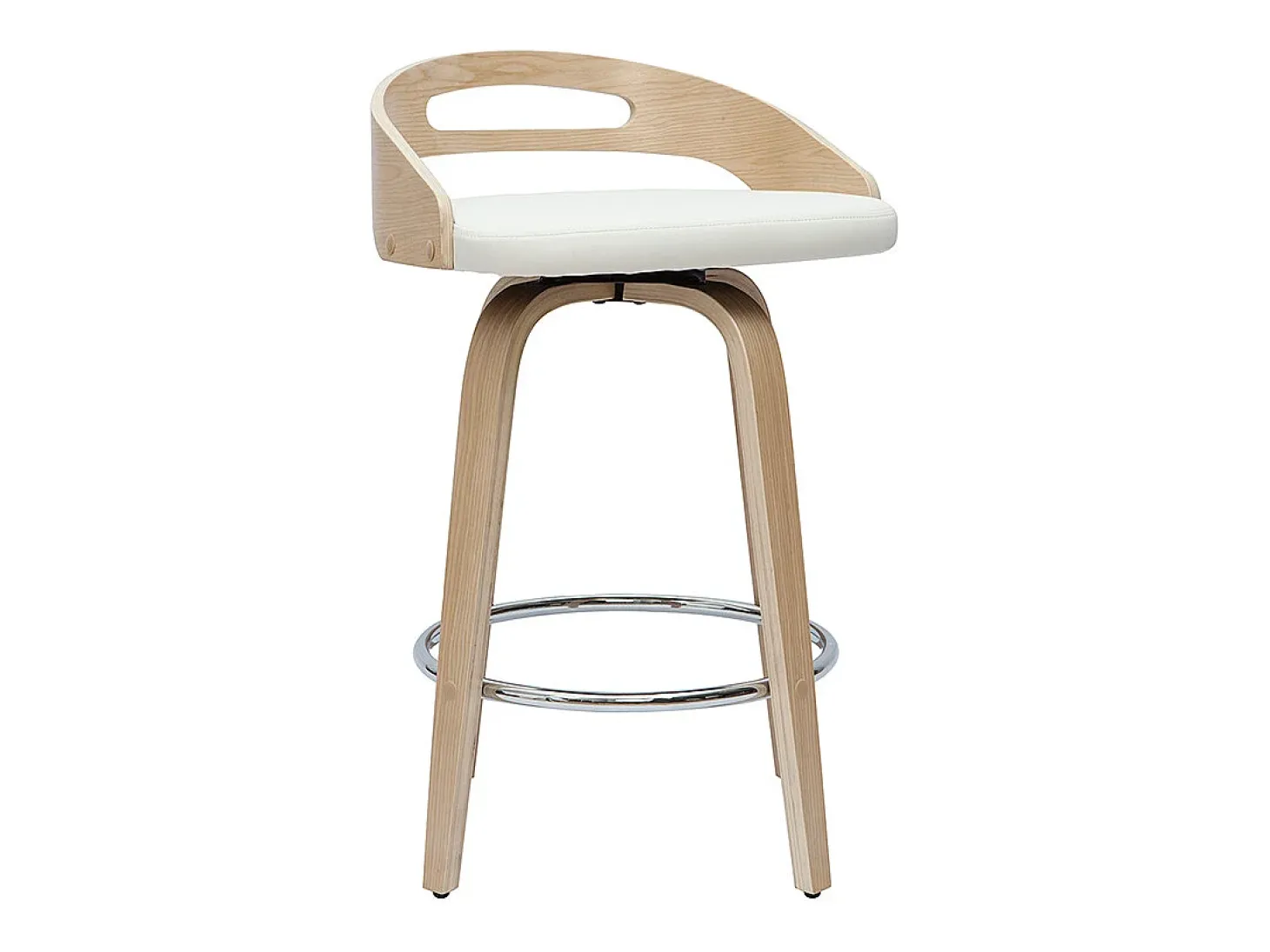 Set de 2 taburetes de cocina de diseño madera clara y poliuretano blanco 65 cm MANO