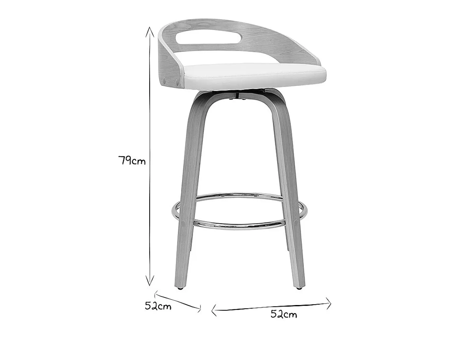 Set de 2 taburetes de cocina de diseño madera clara y poliuretano blanco 65 cm MANO