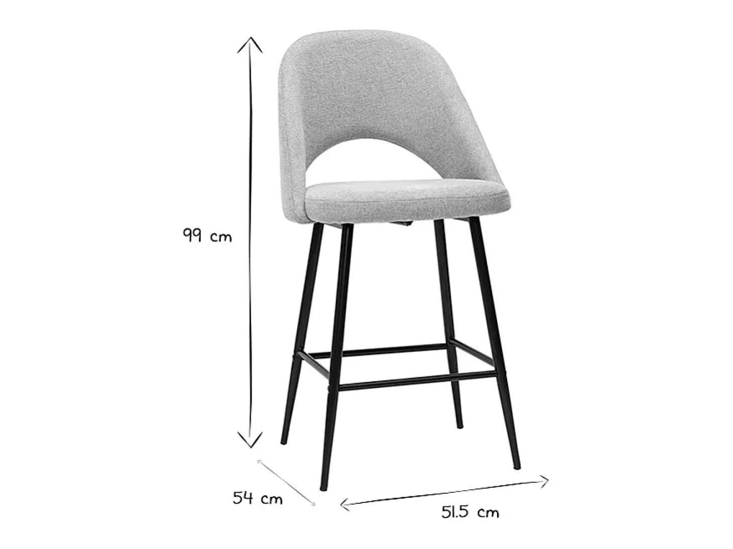 Set de 2 taburetes de cocina efecto aterciopelado texturizado gris 65 cm COSETTE