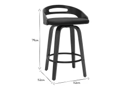 Set de 2 taburetes de cocina de diseño madera oscura y poliuretano negro 65 cm MANO