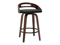 Set de 2 taburetes de cocina de diseño madera oscura y poliuretano negro 65 cm MANO