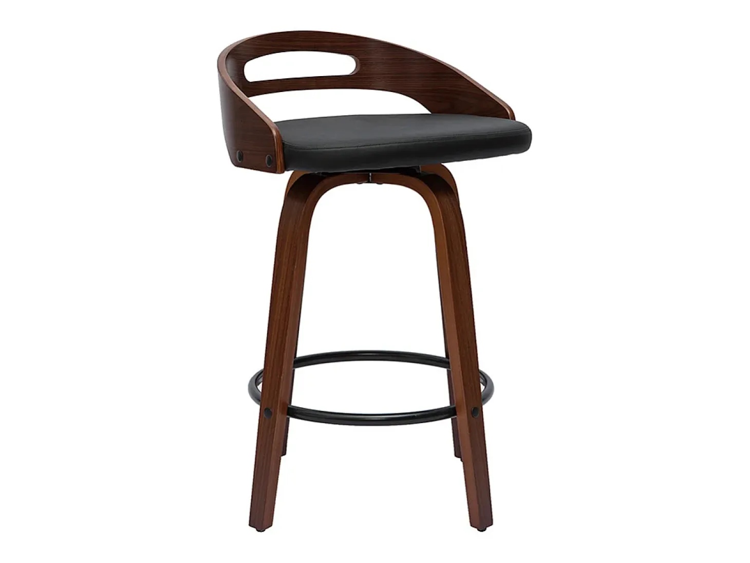 Set de 2 taburetes de cocina de diseño madera oscura y poliuretano negro 65 cm MANO