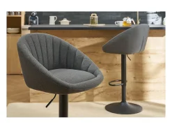 Set de 2 taburetes de cocina ajustables de diseño gris SHERU