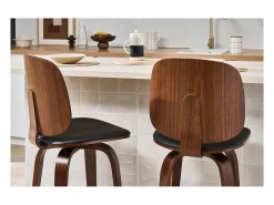 Set de 2 taburetes de cocina giratorios de diseño negros y madera oscura 66 cm BECK
