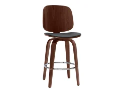 Set de 2 taburetes de cocina giratorios de diseño negros y madera oscura 66 cm BECK