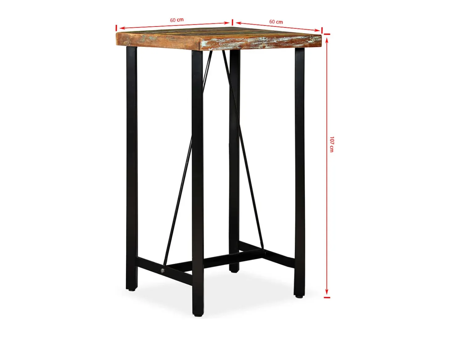 Set muebles de bar 3 piezas madera maciza reciclada