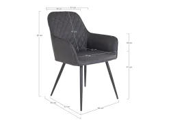 Set van 2 KARU eetkamerstoelen – Kunstleer en zwarte metalen poten-Color Gris oscuro