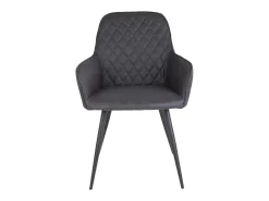 Set van 2 KARU eetkamerstoelen – Kunstleer en zwarte metalen poten-Color Gris oscuro