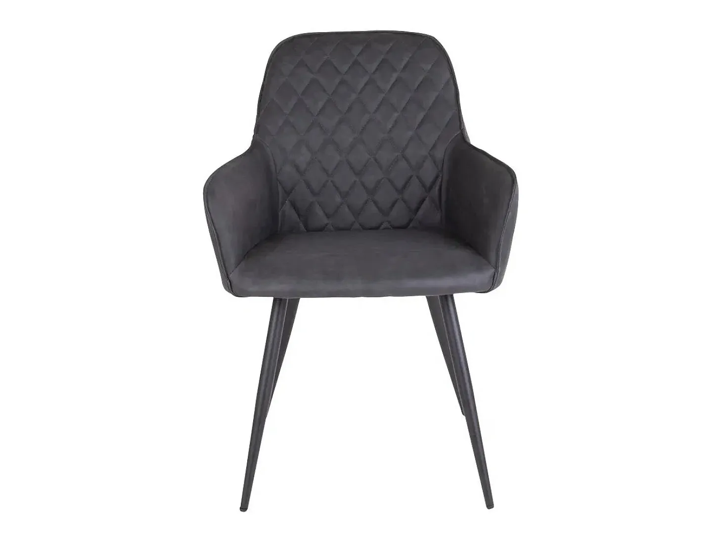 Set van 2 KARU eetkamerstoelen – Kunstleer en zwarte metalen poten-Color Gris oscuro