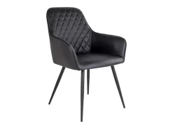 Set van 2 KARU eetkamerstoelen – Kunstleer en zwarte metalen poten-Color Gris oscuro
