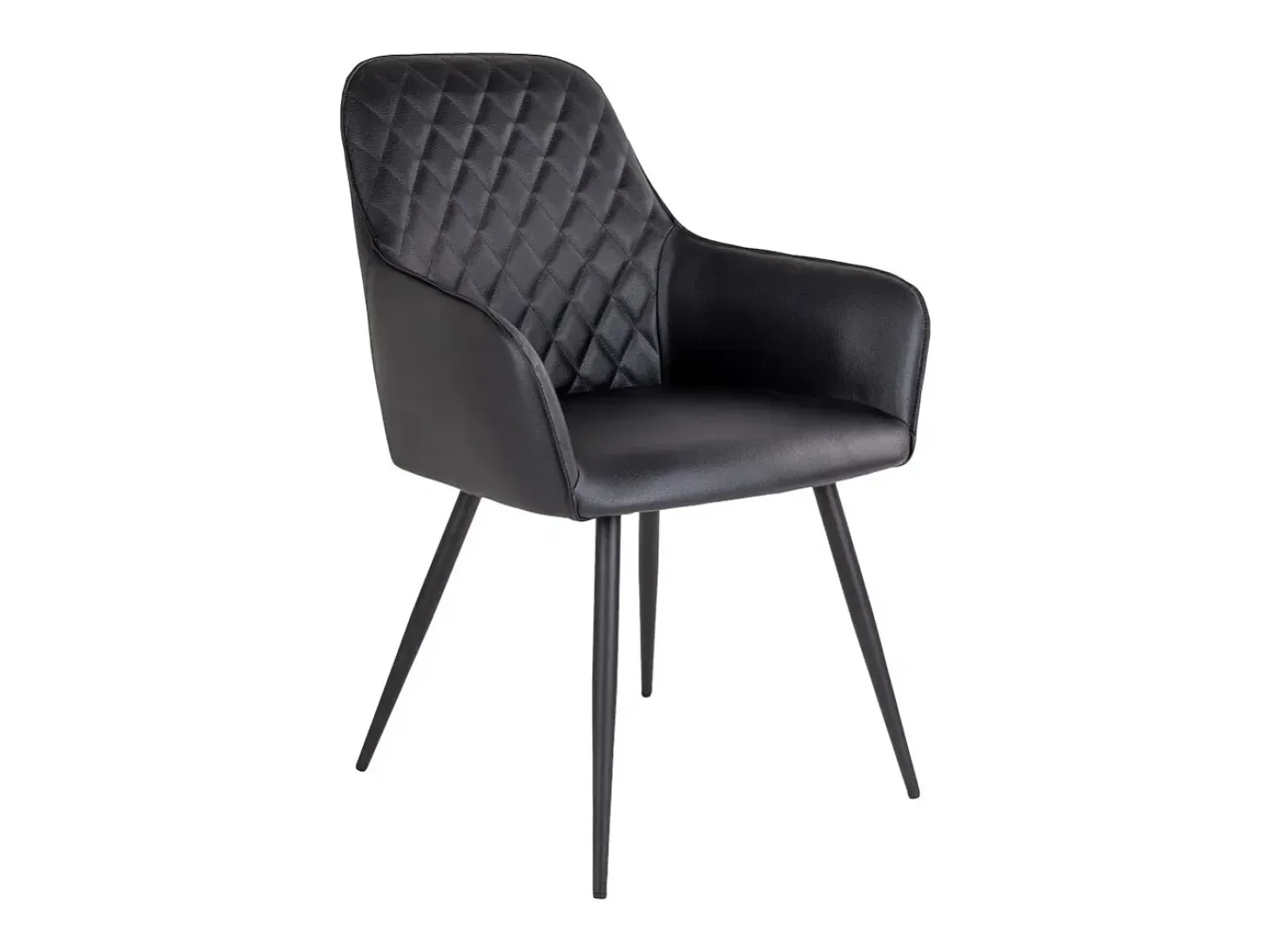 Set van 2 KARU eetkamerstoelen – Kunstleer en zwarte metalen poten-Color Gris oscuro